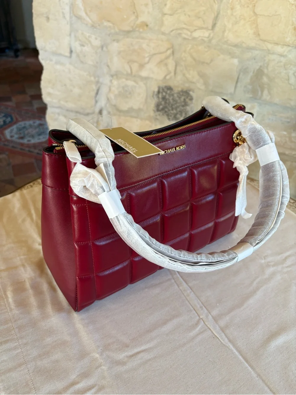 Michael Kors Quilted Shoulder Bag - Burgundy